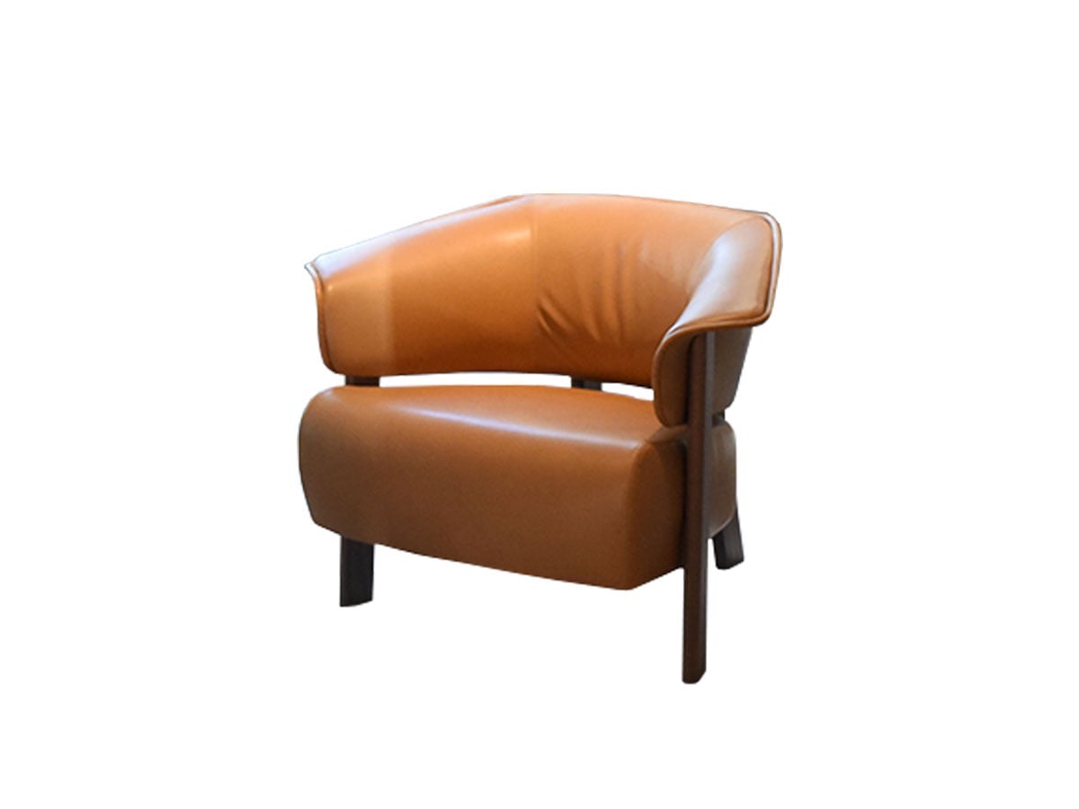Cassina 571 Back Wing Armchair Walnut Canaletto Leather 360 Natural