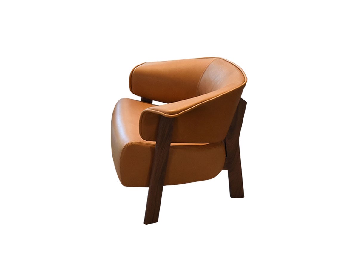 Cassina 571 Back Wing Armchair Walnut Canaletto Leather 360 Natural