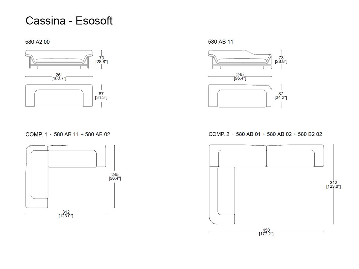 Cassina 580 Esosoft Sofa Collection