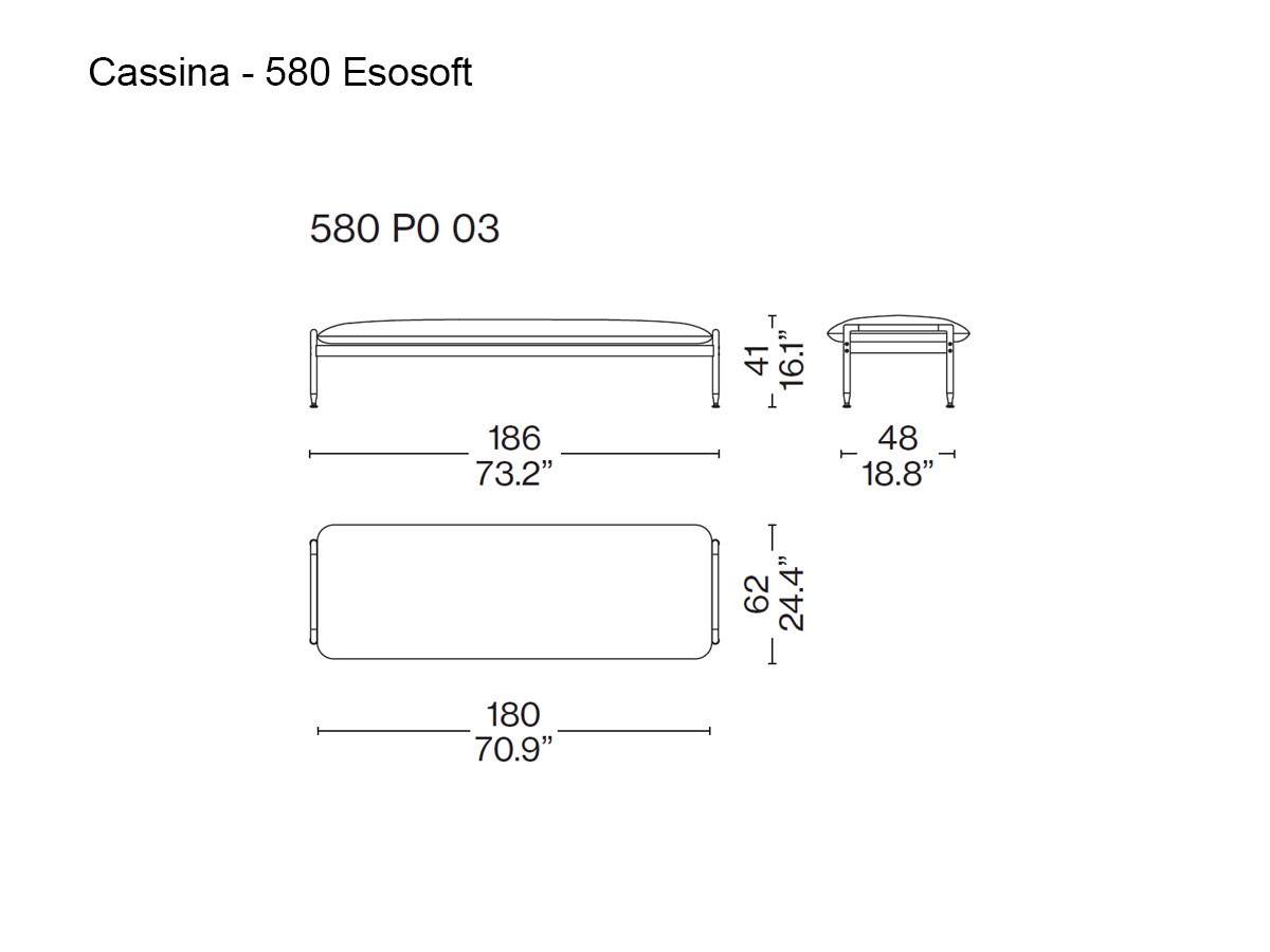 Cassina 580 Esosoft Bench L 186 Cm Lima 590 White