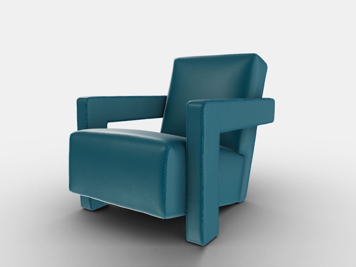 Cassina 637 Utrecht Zig Zag Stitch Armchair Scozia Leather 341