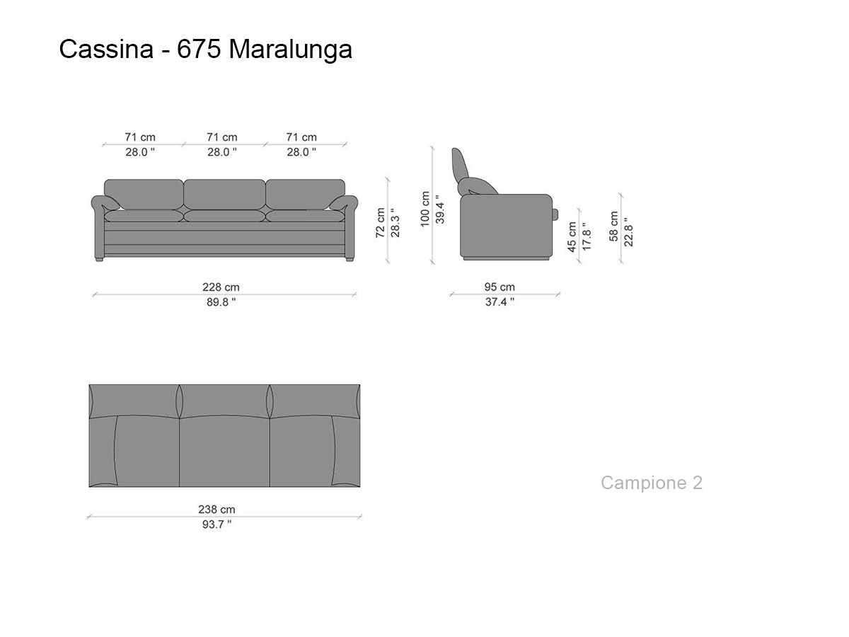 Cassina 675 Maralunga Three Seater Sofa