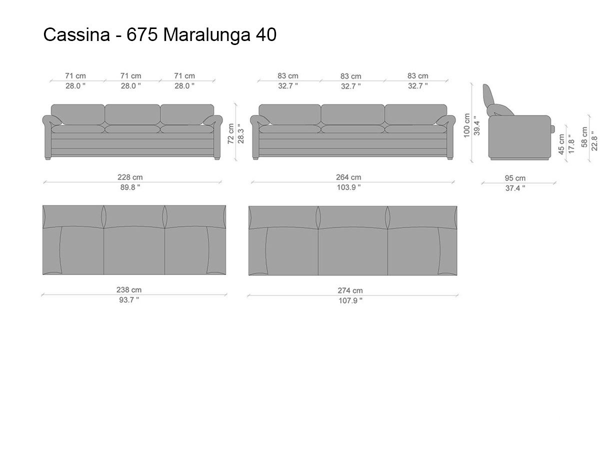 Cassina 675 Maralunga 40 3 Seater Sofa