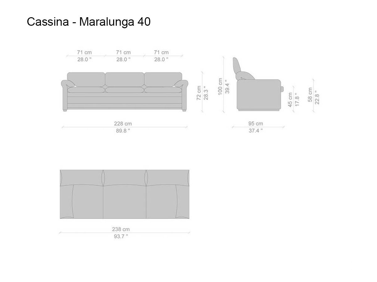 Cassina 675 Maralunga 40 Sofa Leather Scozia White 13x247