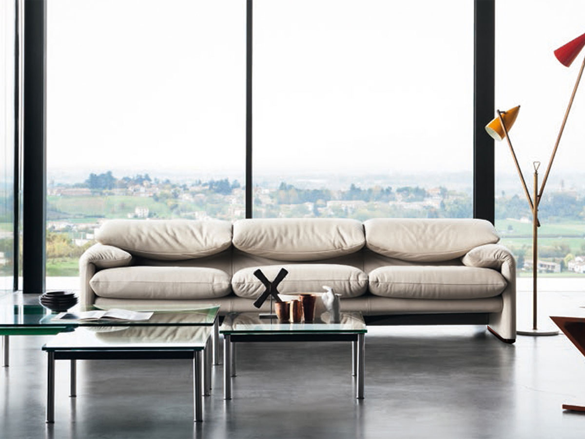 Cassina 675 Maralunga 40 Sofa Leather Scozia White 13x247