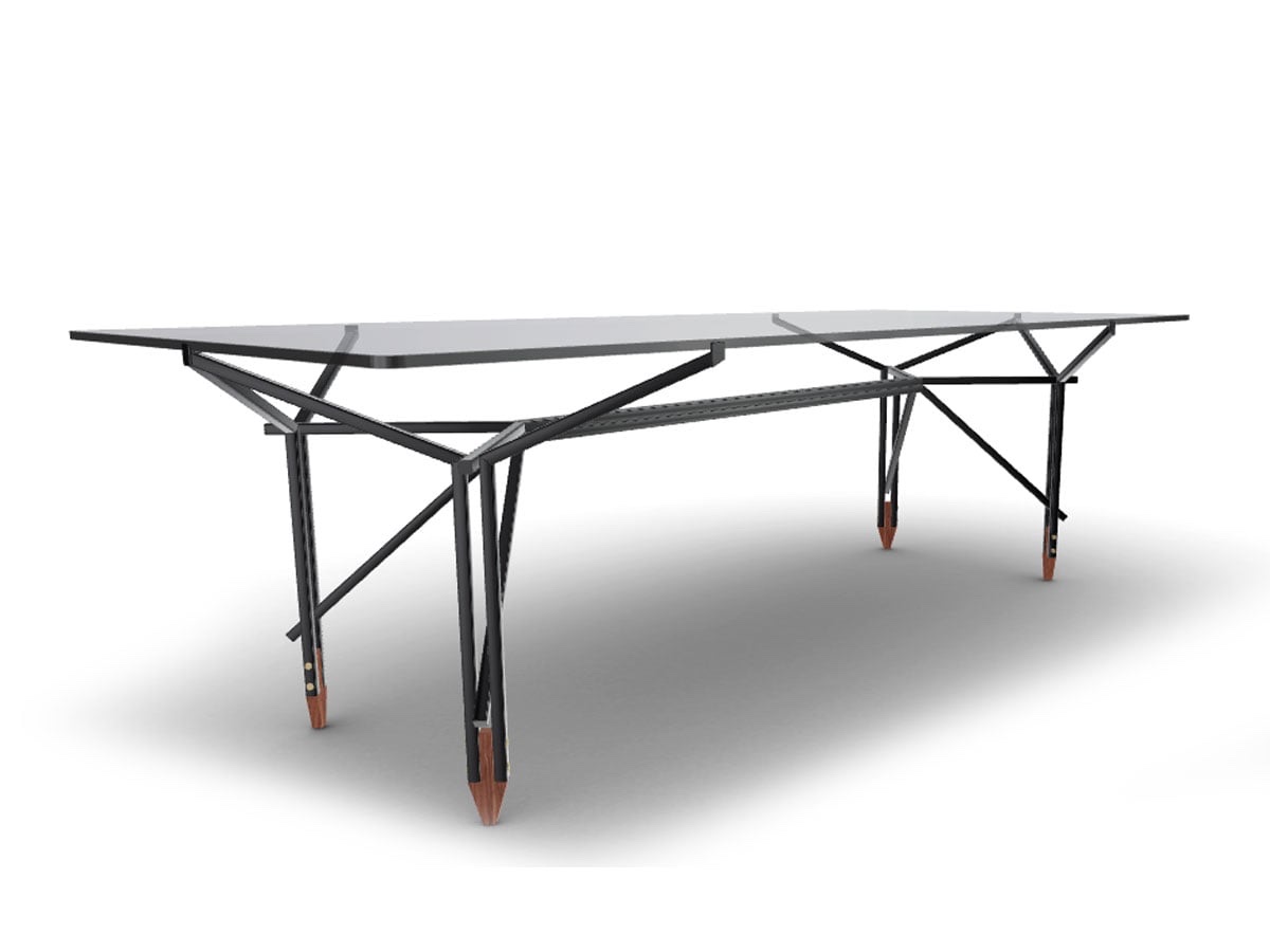 Cassina 815 Olimpino Table L 240 Matt Black Smoked Glass