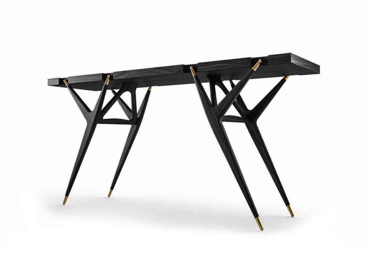 Cassina 816 Pa 1947 Console Black Stained Ash Satin Brass Details
