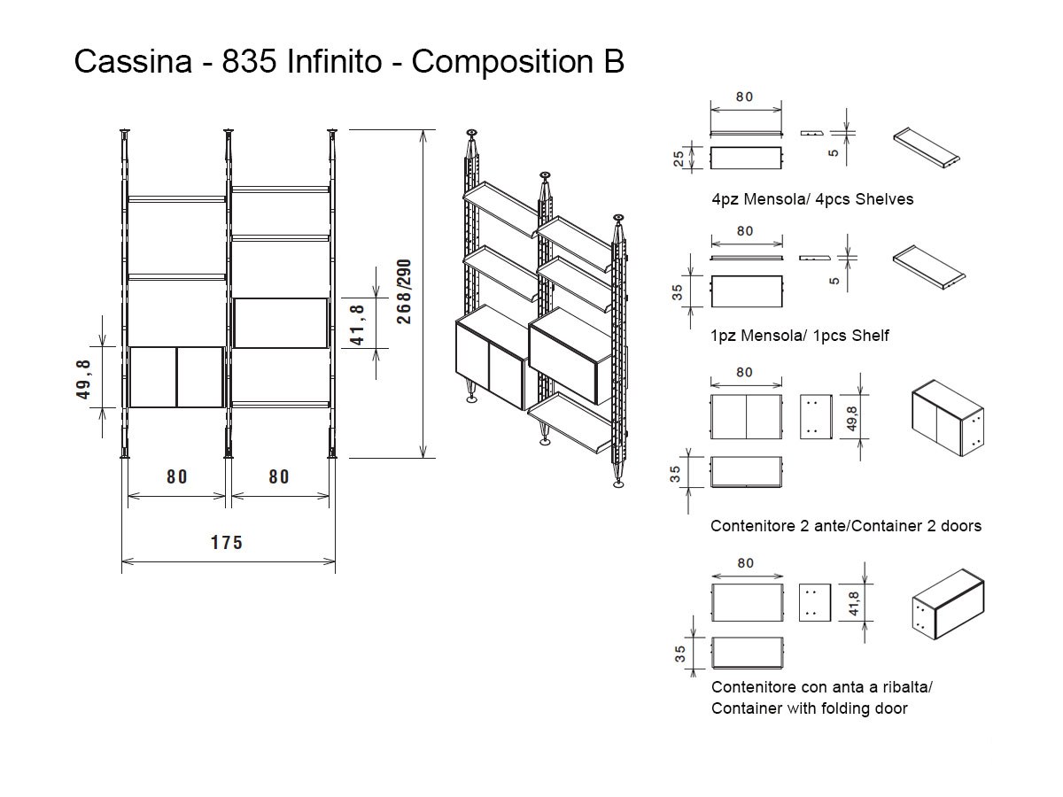Cassina 835 Infinito Composition 175 Cm