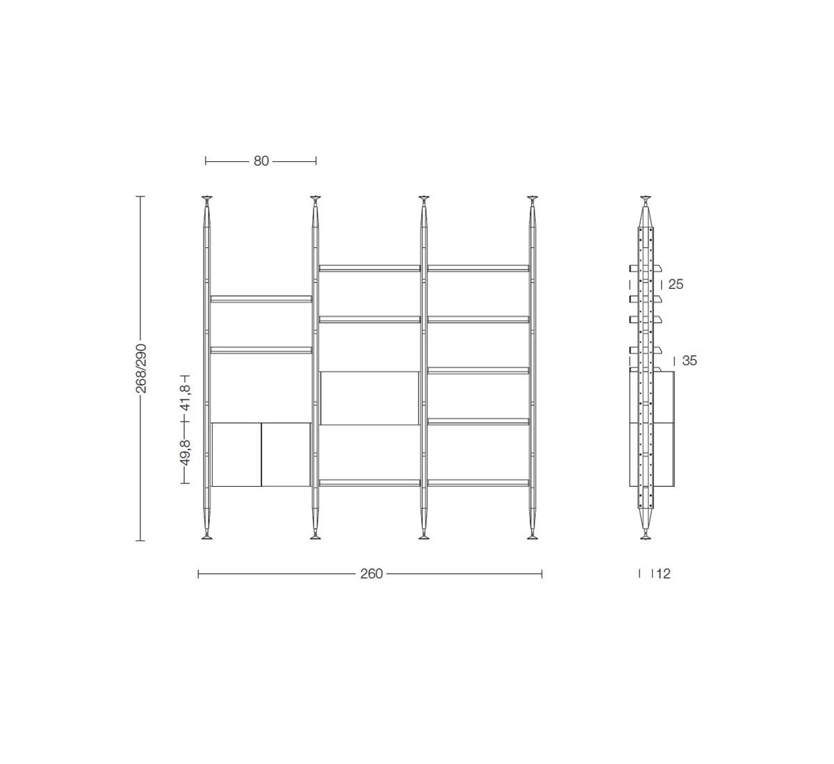 Стеллаж Cassina 835 Infinito, композиция 260 см