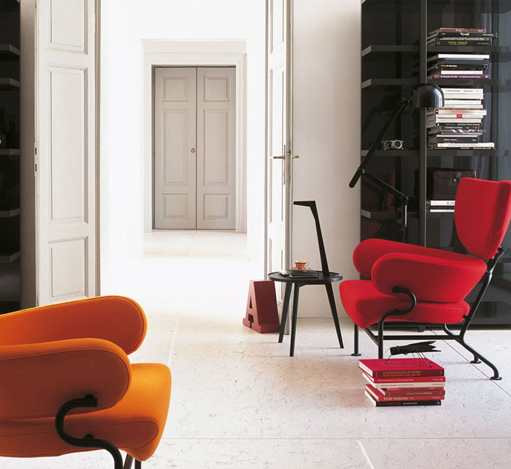 Cassina 836 Tre Pezzi Mat Black Frame Armchair