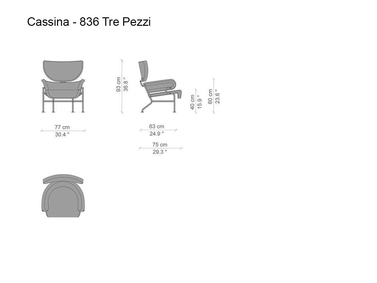 Cassina 836 Tre Pezzi Chrome Leather