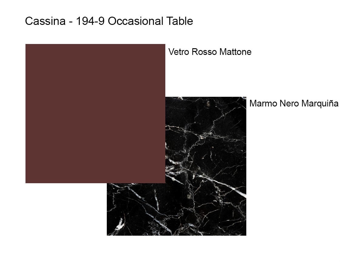 Cassina 194 9 Coffee Table Black Marquina Marble Base Brick Red Glass Top