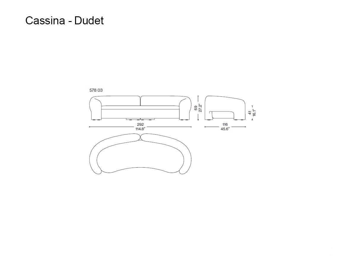Cassina Dudet Bold Sofa Fabric Look 13l010 White
