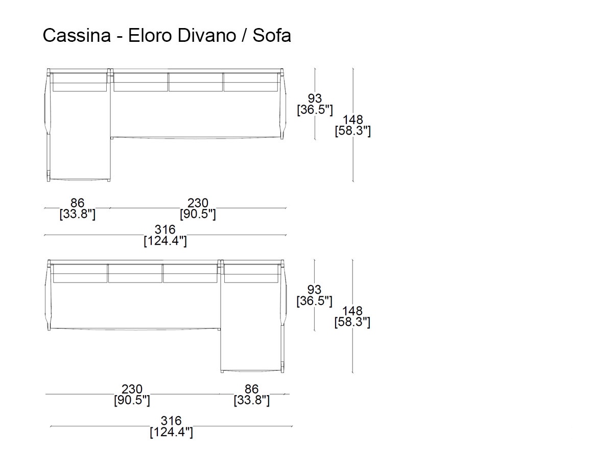 Cassina Eloro Sofa With Chaise Longue Outdoor
