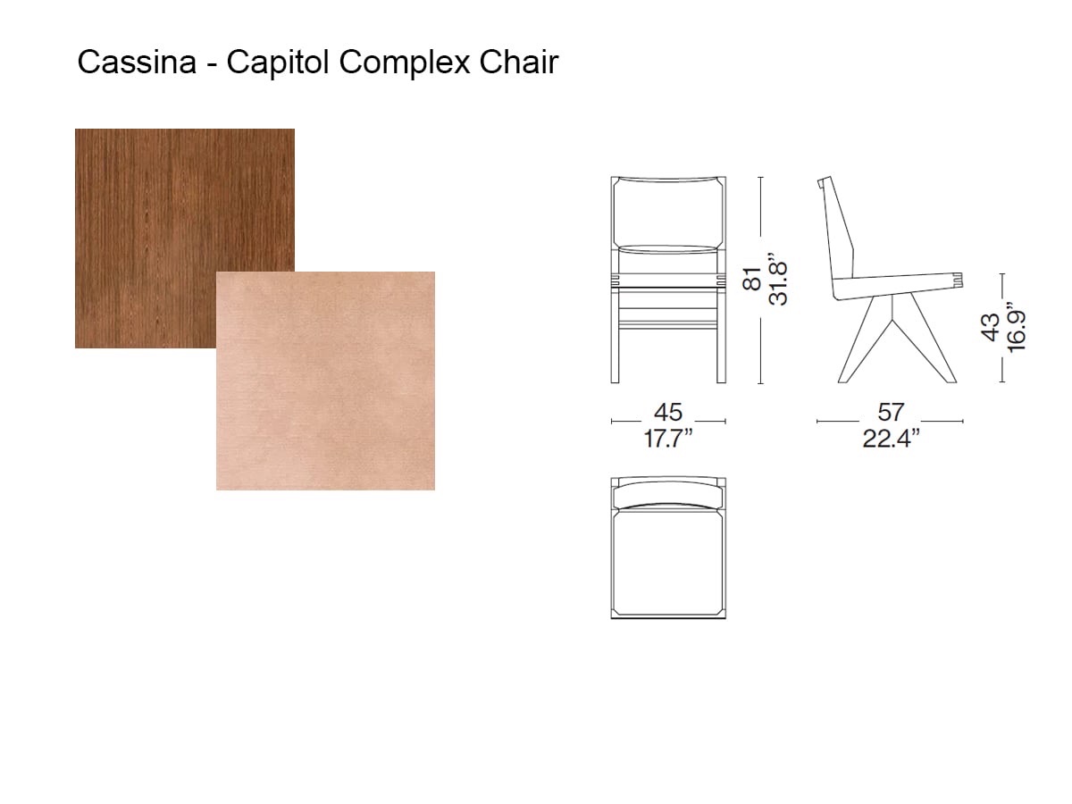 Cassina Jeanneret 055 Capitol Complex Chair Dark Walnut Osaka 13o030