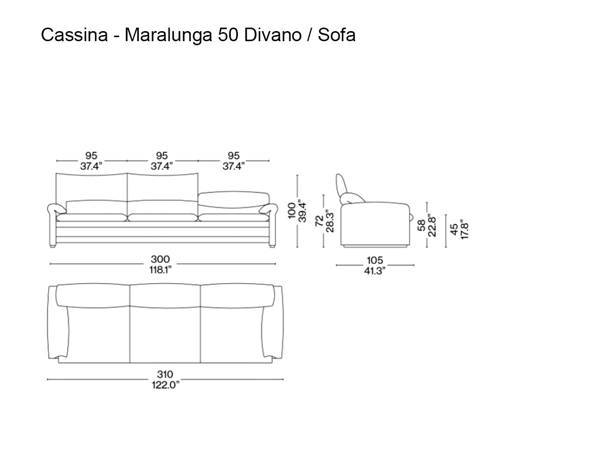 Cassina Maralunga 50 Maxi 3 Seater Sofa