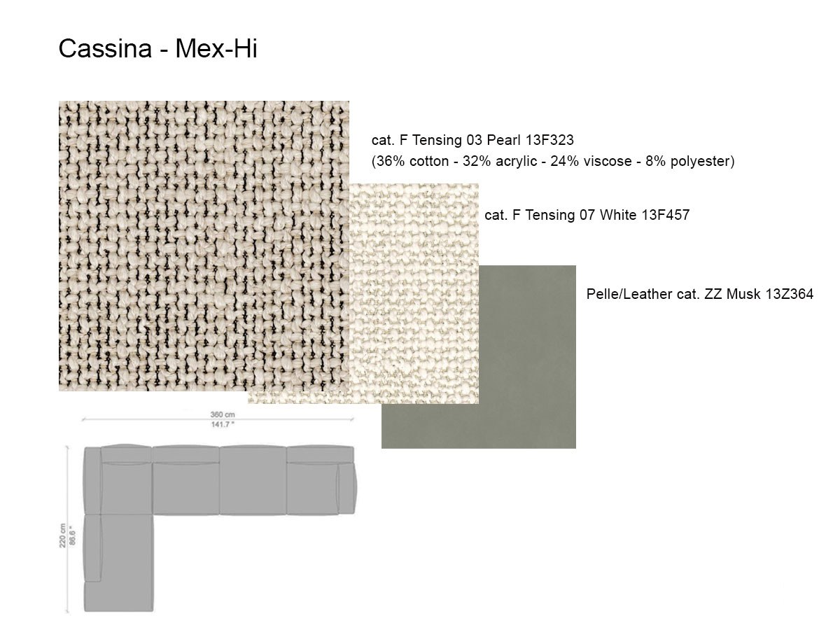 Cassina Mex Hi Angular Sofa Tensing Perla 13f323
