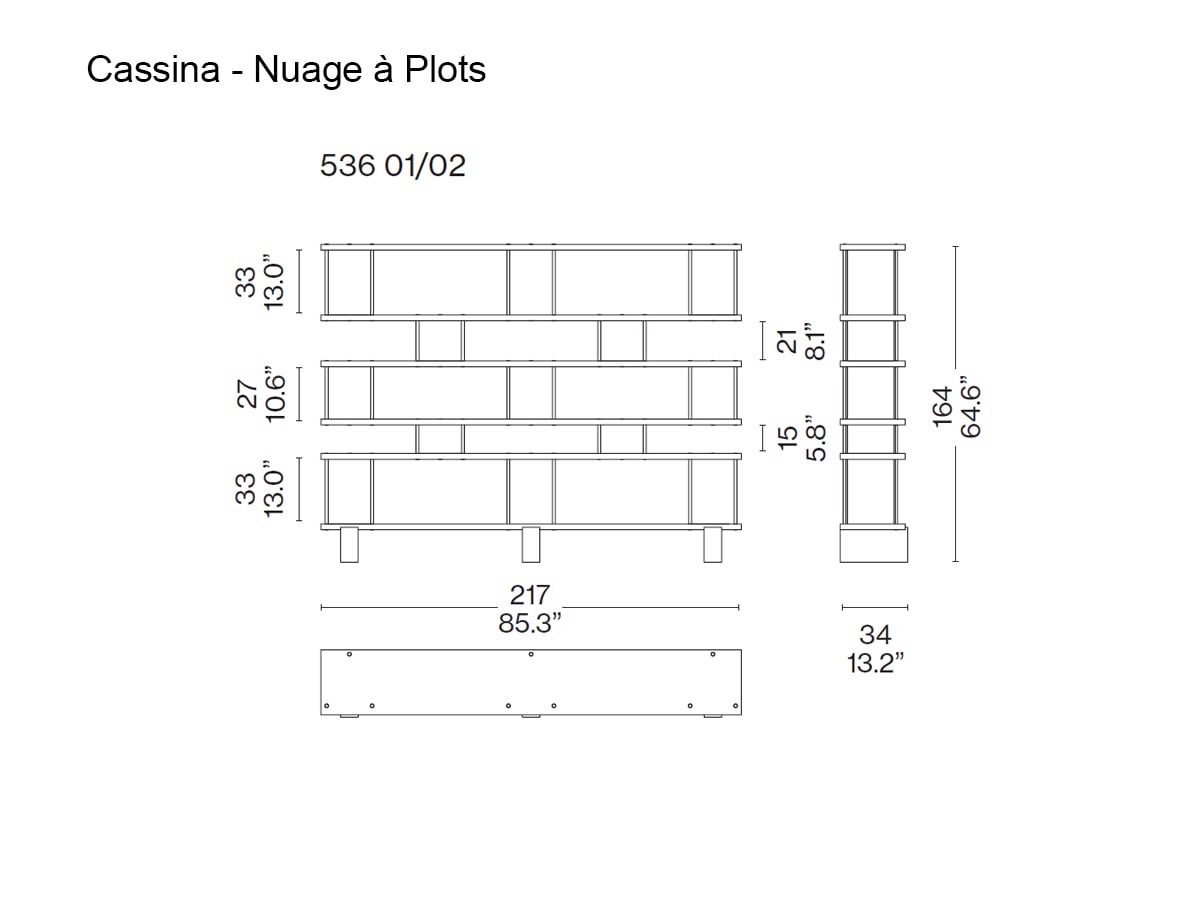 Cassina Nuage A Plots Floor Bookcase H 164 Cm Natural Oak Black