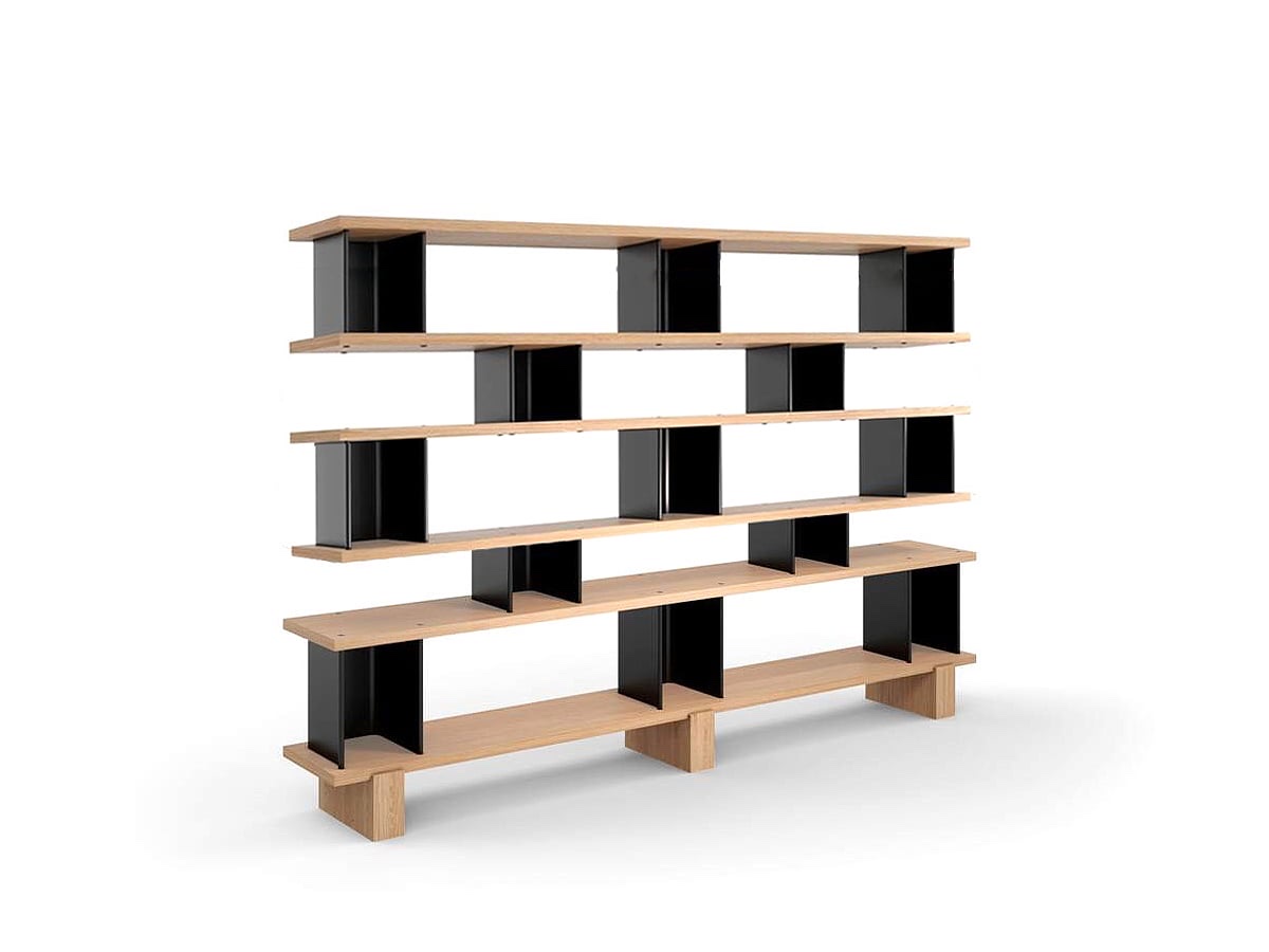 Cassina Nuage A Plots Floor Bookcase H 164 Cm Natural Oak Black