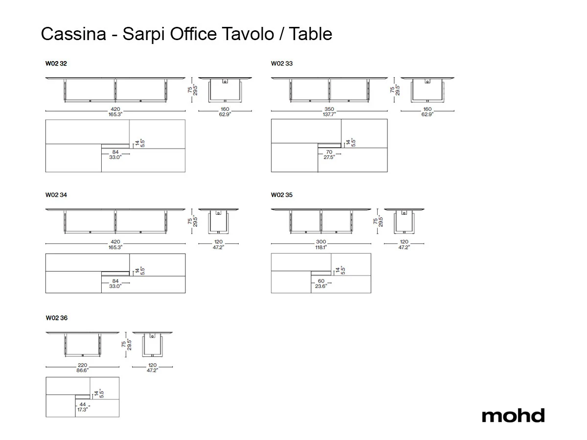 Стол для переговоров Cassina Sarpi Office