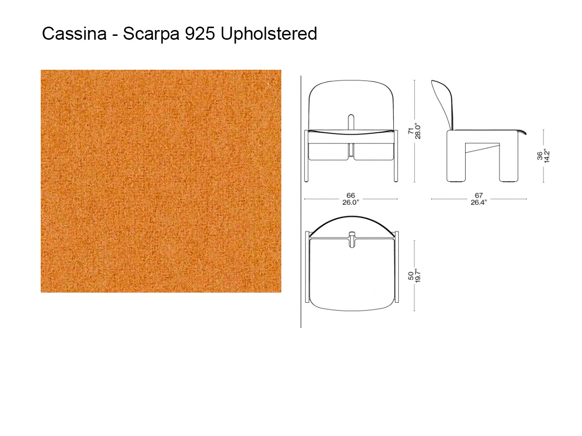 Cassina Scarpa 925 Lounge Chair Upholstered Lincoln 246 Natural Ash