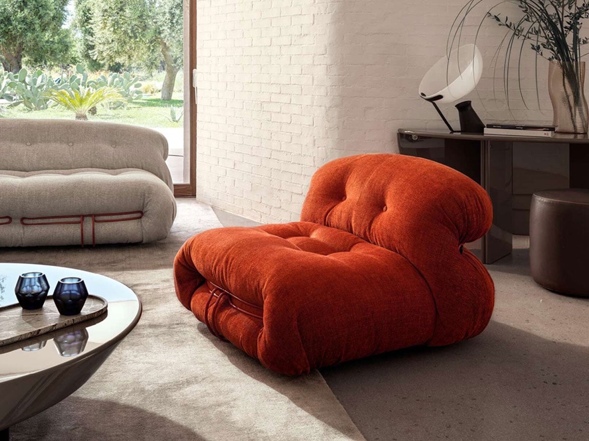 Cassina Soriana Armchair Luxor Rugginechina Red