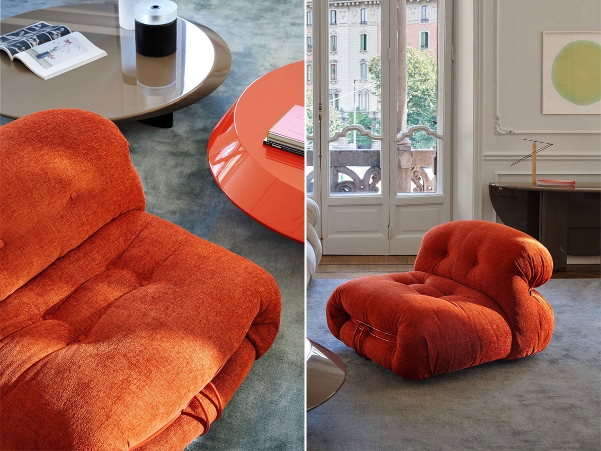 Cassina Soriana Armchair Luxor Rugginechina Red