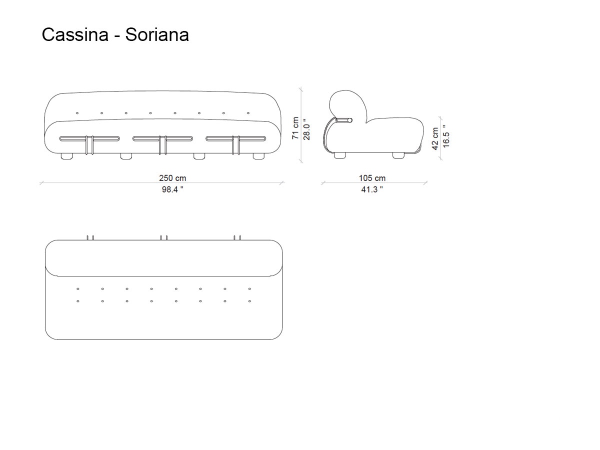 Cassina Soriana Three Seater Sofa