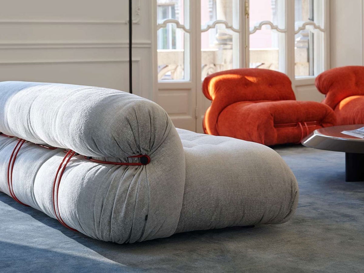 Cassina Soriana Three Seater Sofa Luxor Perla 13l023 China Red