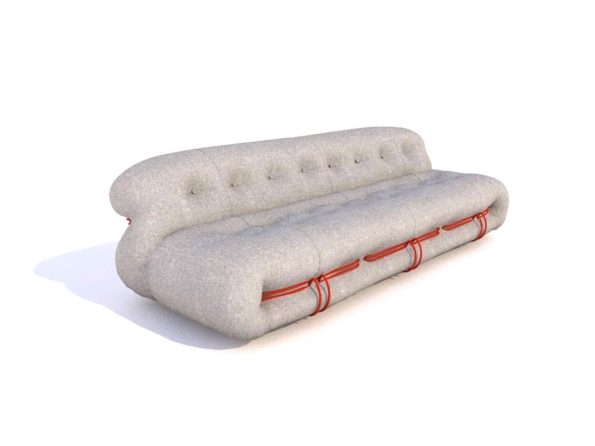 Cassina Soriana Three Seater Sofa Luxor Perla 13l023 China Red