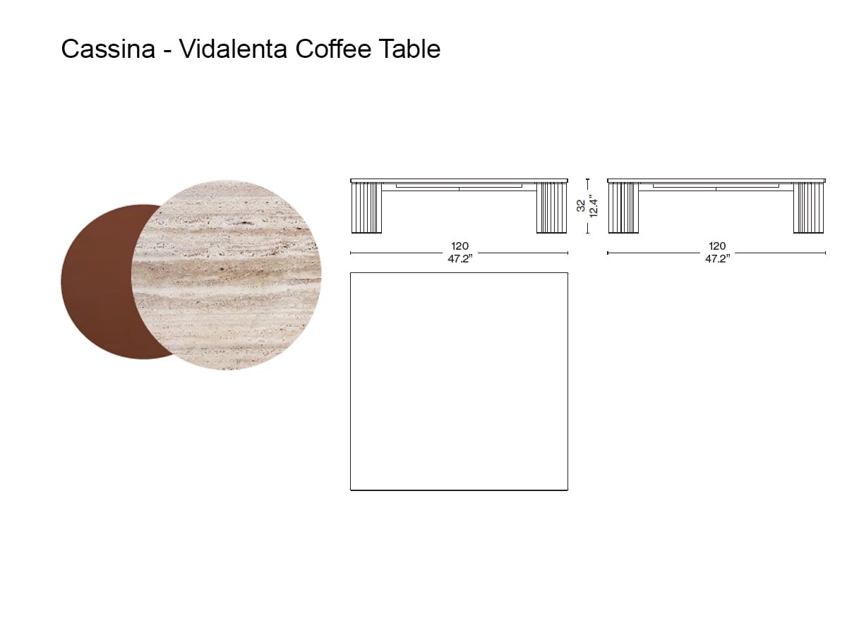 Cassina Vidalenta Outdoor Coffee Table L 120 Cm Travertino Terracotta