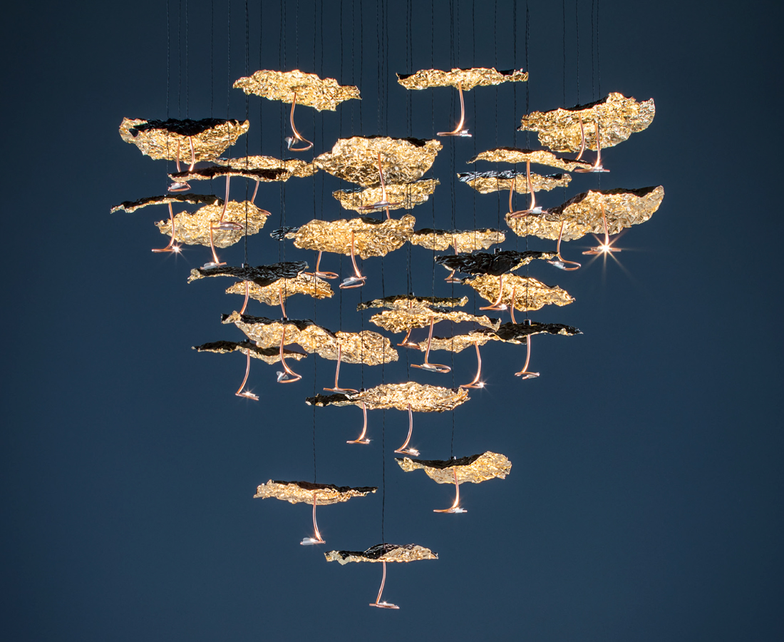 Catellani Smith Gold Moon Chandelier Suspension Lamp