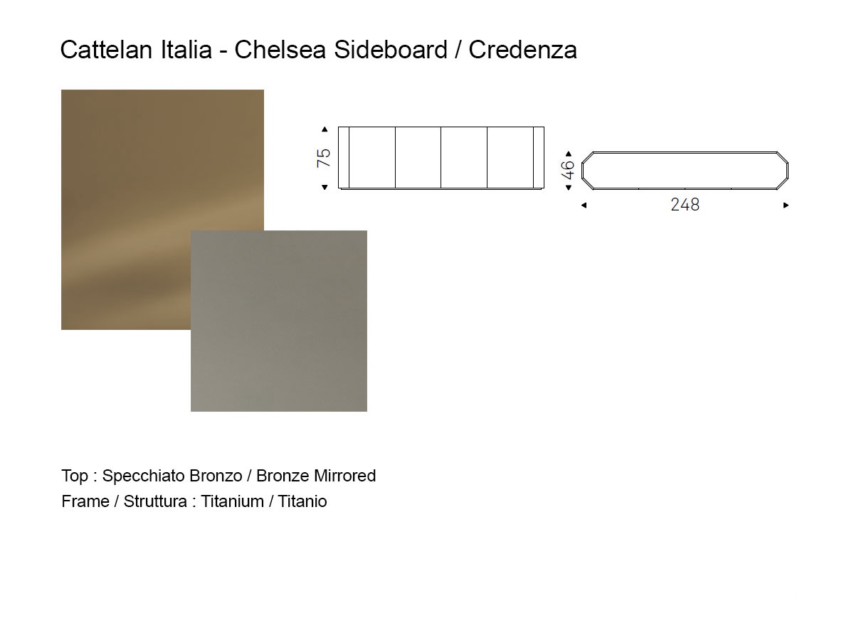 Cattelan Italia Chelsea Sideboard Titanium Bronze Mirrored