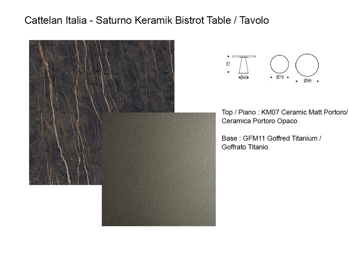 Cattelan Italia Saturno Keramik Bistrot Table Matt Portoro Goffred Titanium