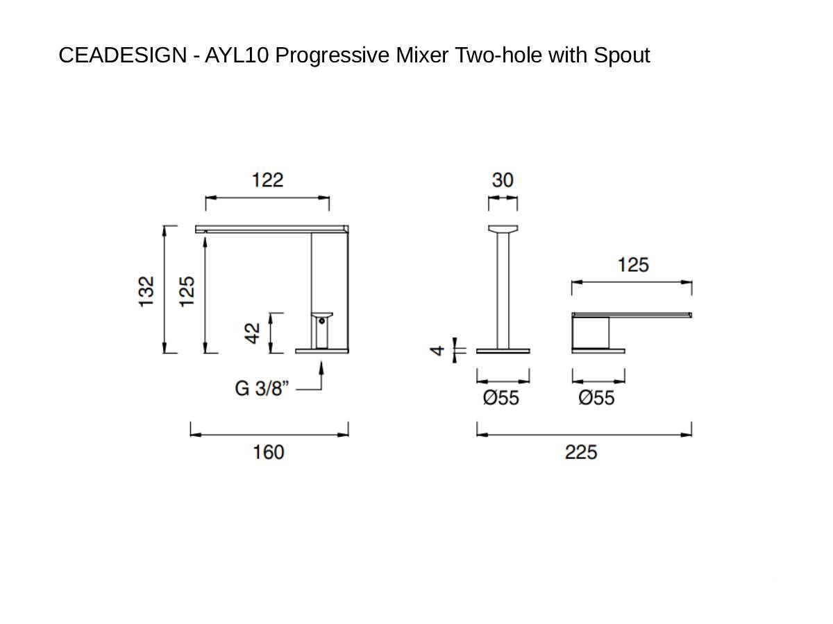 CEADESIGN Ayl10 Progressive Mixer Two Hole With Spout