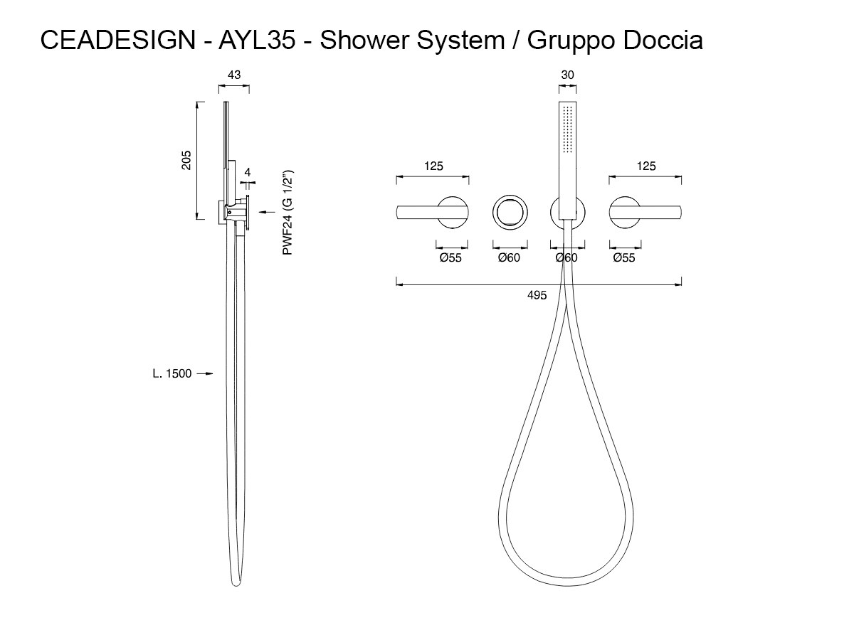 CEADESIGN Ayl35 Wall Mounted Shower Mixer