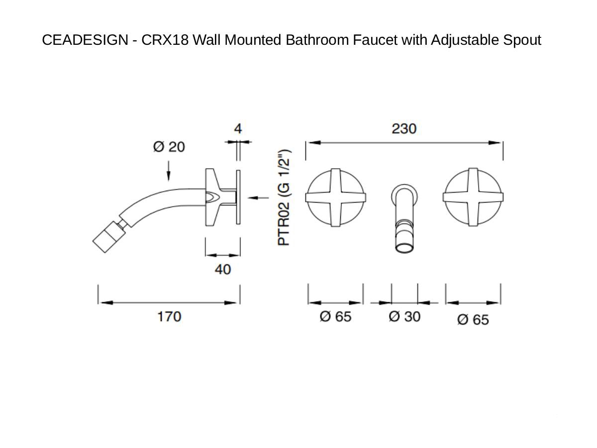 CEADESIGN Crx18 Wall Mounted Bathroom Faucet With Adjustable Spout