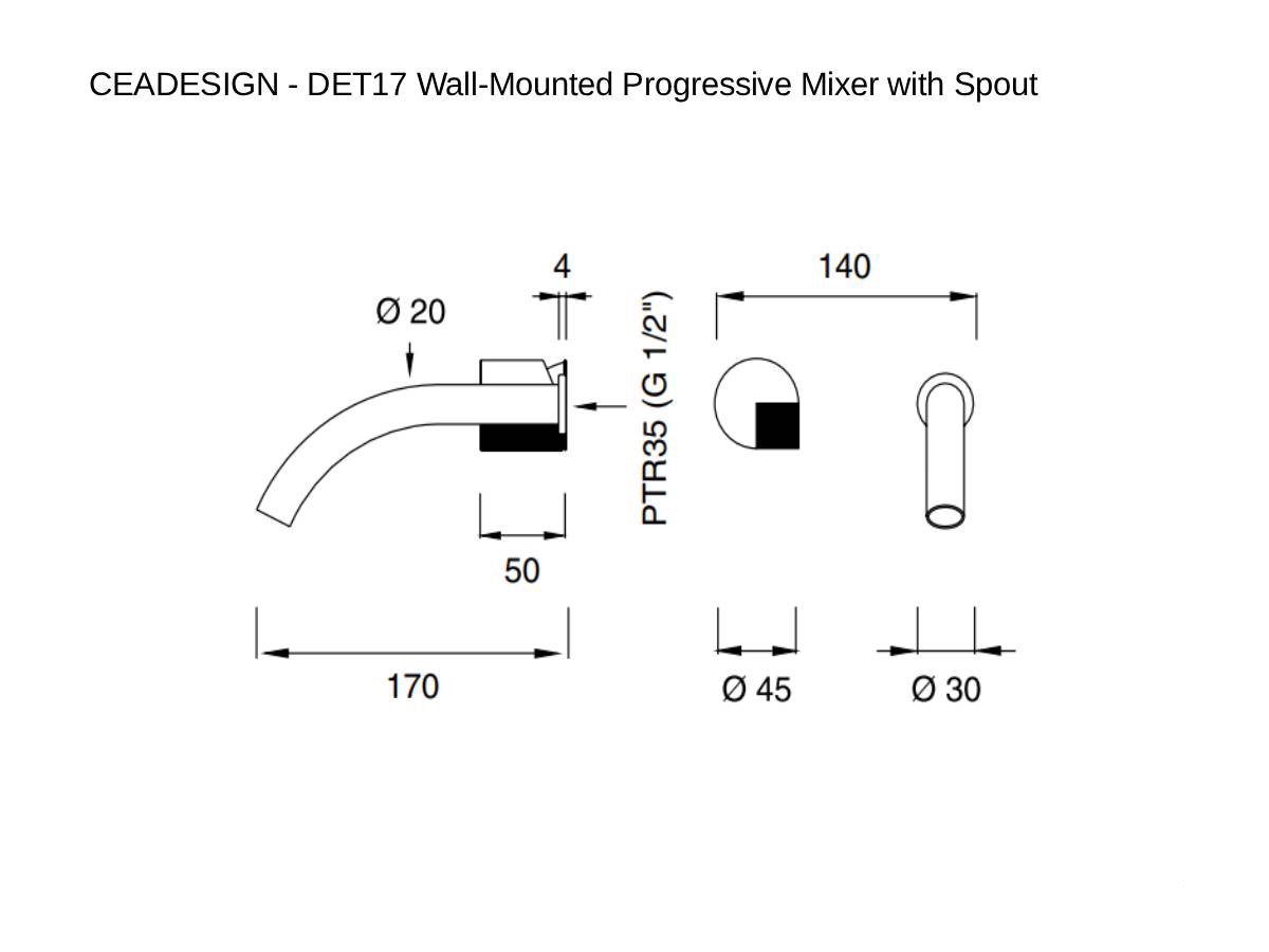 CEADESIGN Det17 Wall Mounted Progressive Mixer With Spout