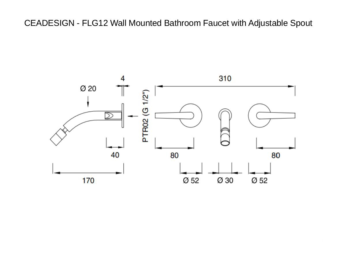 CEADESIGN Flg12 Wall Mounted Bathroom Faucet With Adjustable Spout