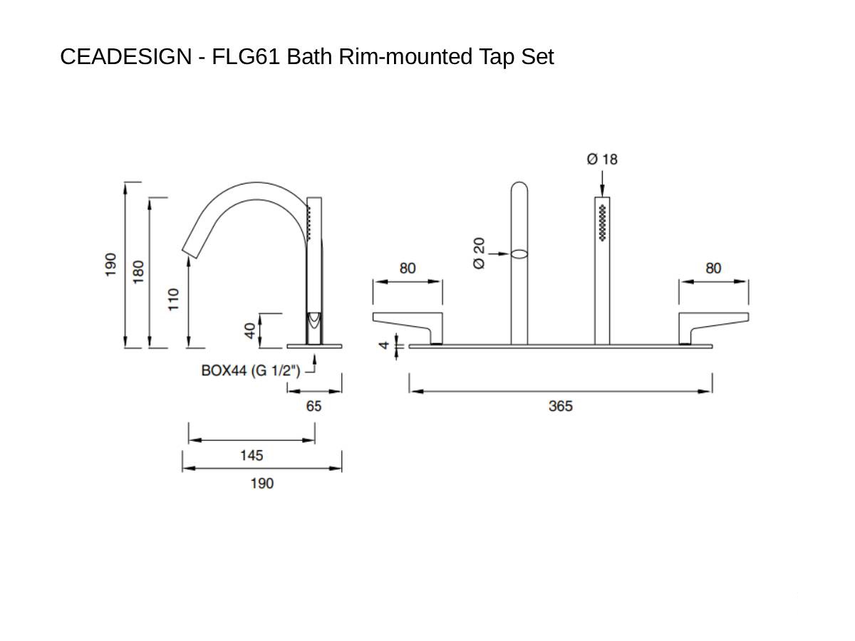 CEADESIGN Flg61 Bath Rim Mounted Tap Set