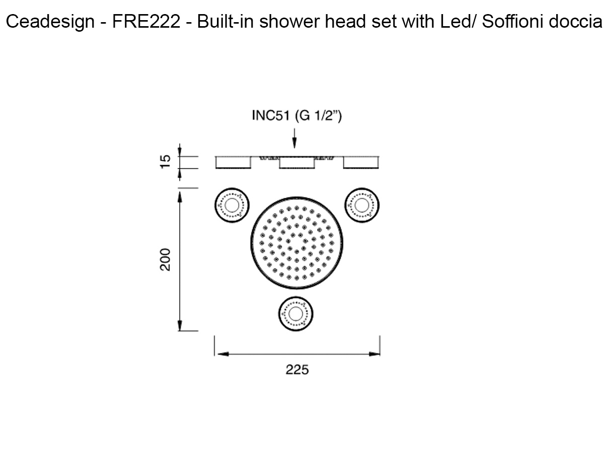 CEADESIGN Free Ideas 222 Built In Shower Head Set With Rain Jet And Led
