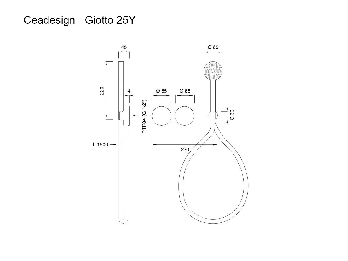Настенный смеситель CEADESIGN Giotto 25Y, 2 ручной душ