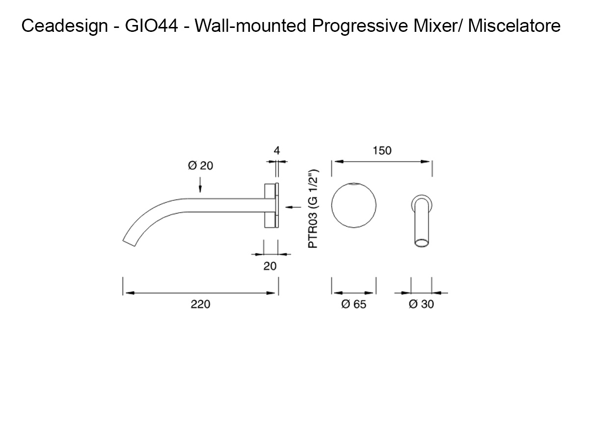 CEADESIGN Giotto 44 Wall Mounted Progressive Mixer