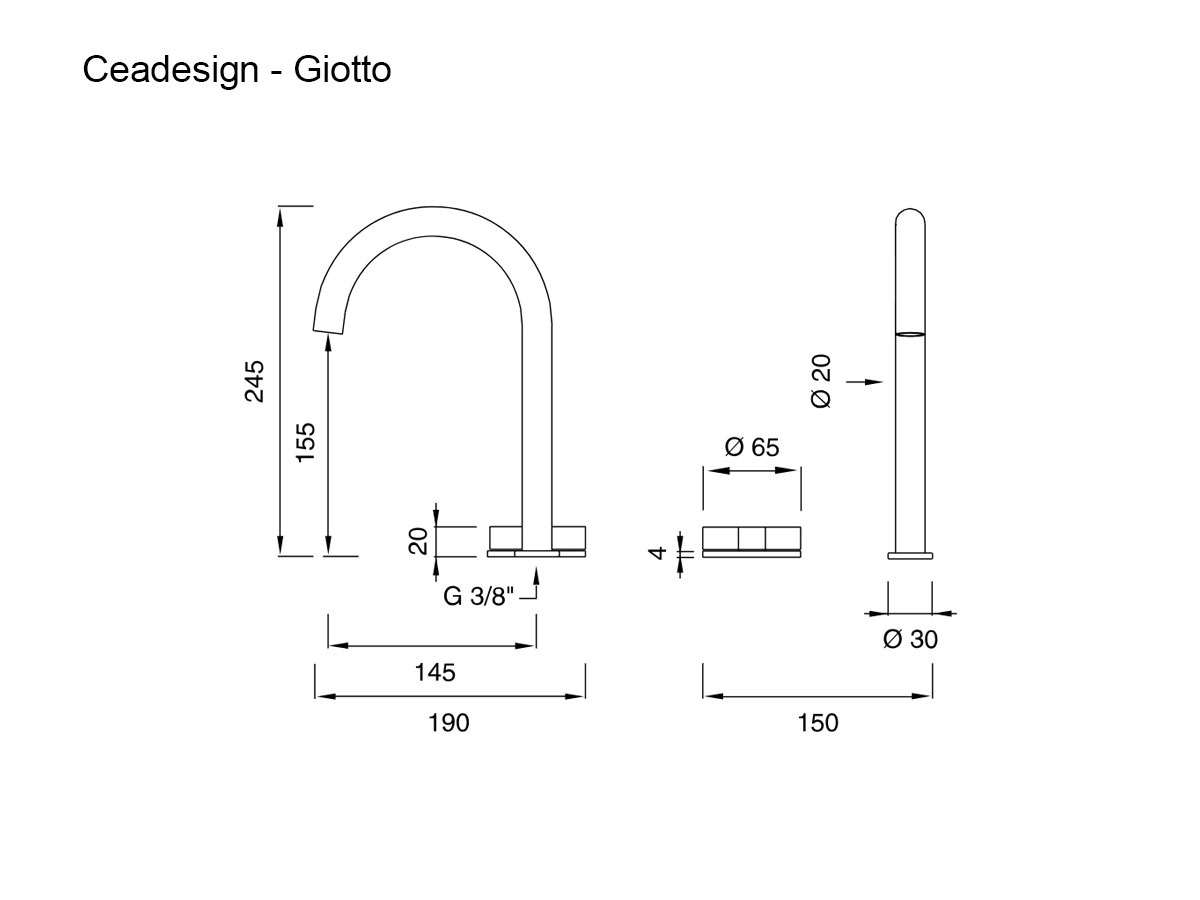 CEADESIGN Giotto Two Hole Progressive Mixer With Swivelling Spout