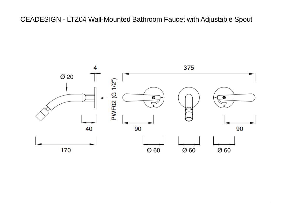 CEADESIGN Ltz04 Wall Mounted Bathroom Faucet With Adjustable Spout