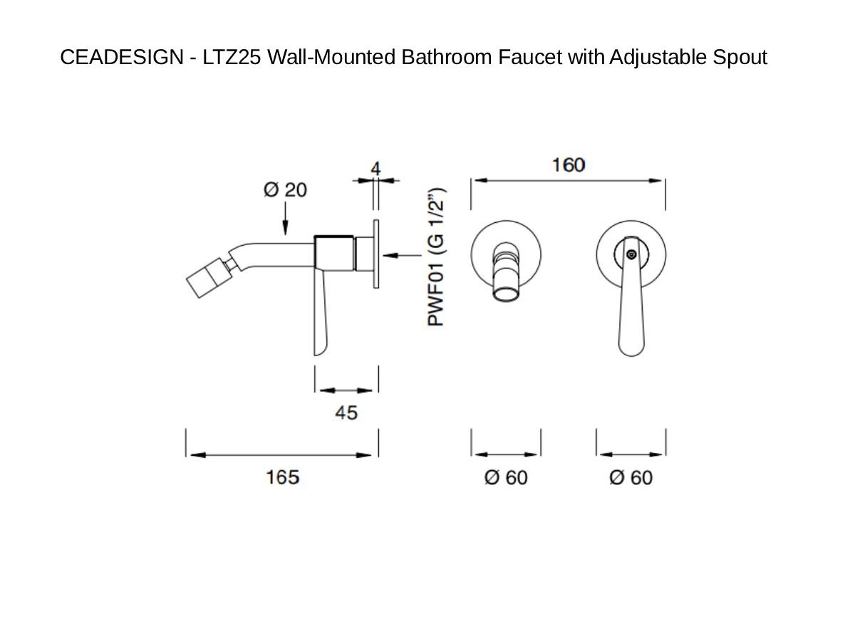 CEADESIGN Ltz25 Wall Mounted Bathroom Faucet With Adjustable Spout