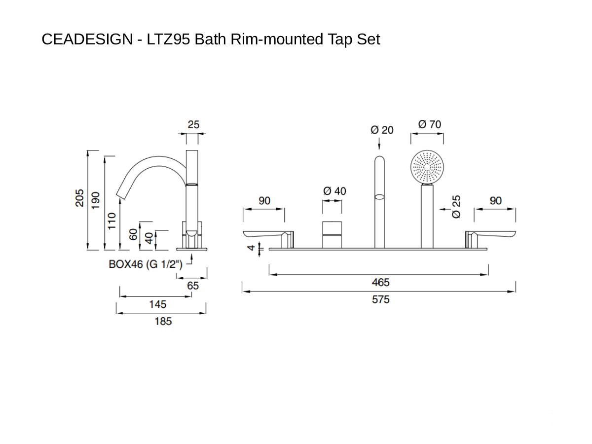 CEADESIGN Ltz95 Bath Rim Mounted Tap Set