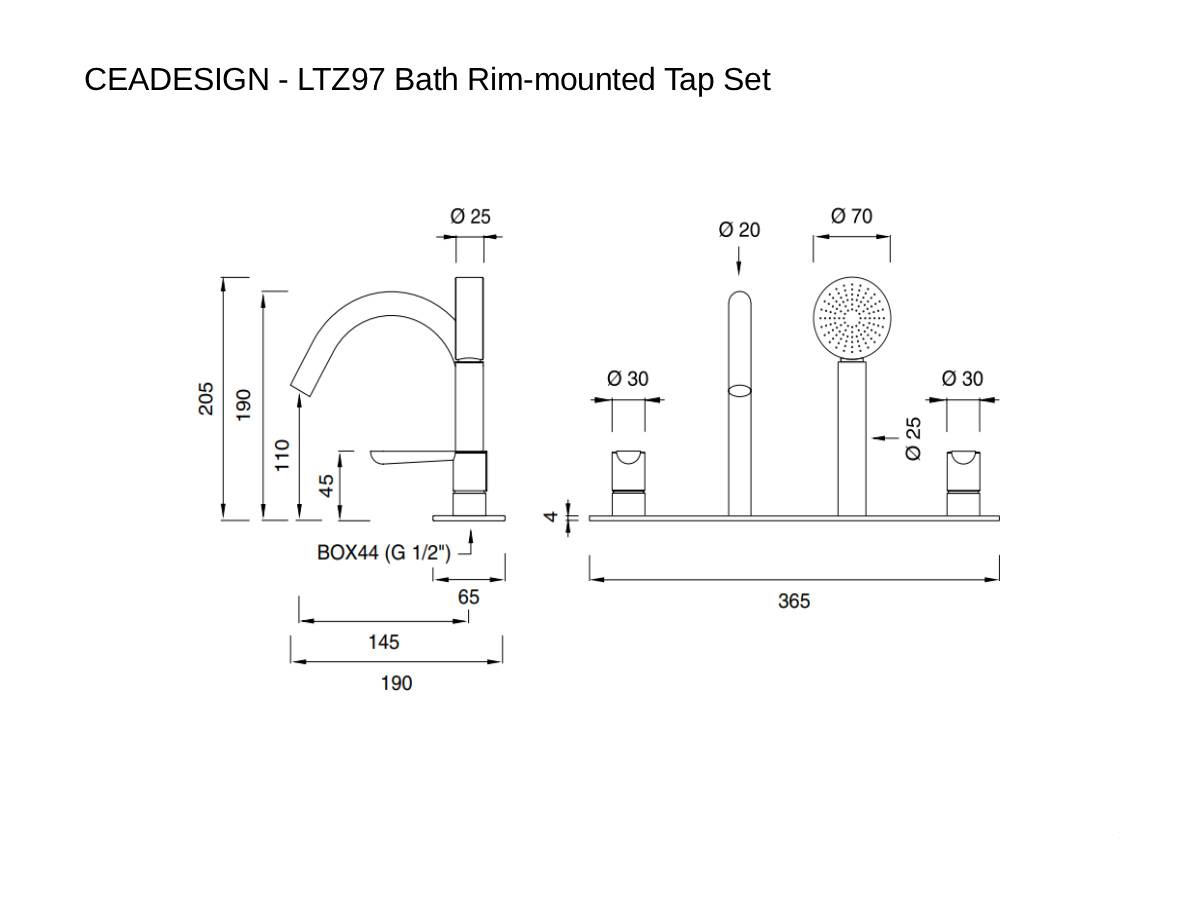 CEADESIGN Ltz97 Bath Rim Mounted Tap Set