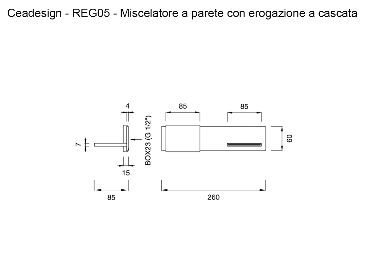 CEADESIGN Regolo 05 Wall Mounted Progressive Mixer With Waterfall Jet