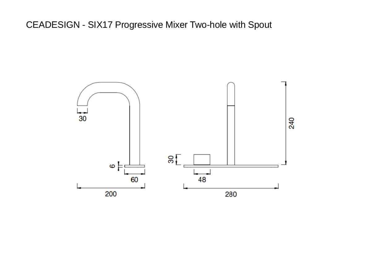 CEADESIGN Six17 Progressive Mixer Two Hole With Spout